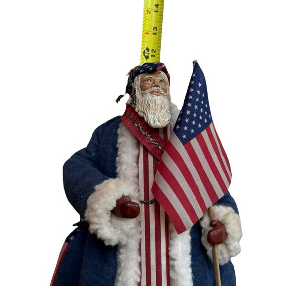 Vtg Lynn Haney Americana Patriotic Santa Claus Christmas Tree Topper 12" USA - Picture 8 of 13